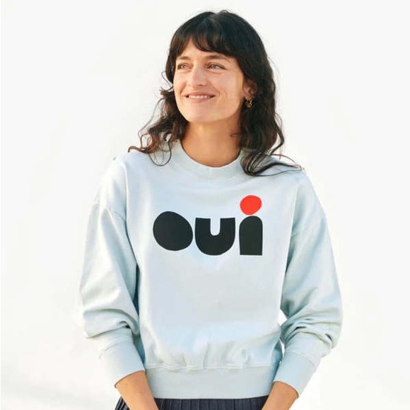 Clare V. Tops - CLARE V. LE DROP OUI SWEATSHIRT - PALE BLUE